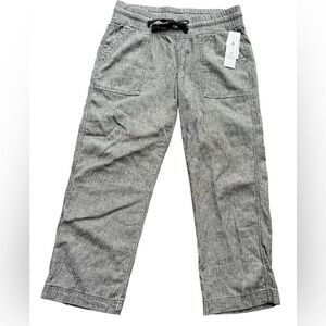 NWTS Denver Hayes Pants, Women's Stretch Linen, Black /White Cropped, Size 8